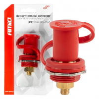 [Red plus battery power connector with cap 3/8 M10 12V 24V 48V 250A AMIO-03814]