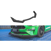 [Maxton Design "Street Pro" spoiler pod přední nárazník s křidélky ver.1 pro Ford Mustang MK6 GT Facelift, plast ABS bez povrchové úpravy, s červenou linkou]