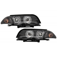 [Predné svetlomety LED Angel Eyes vhodné pre BMW E46 Limousine Touring (1998-2001) Čierna]